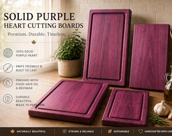 Purple Heart Cutting Board, Solid Wood Charcuterie Serving Board