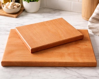 Handmade Solid Cherry Cutting Board – Reversible Hardwood Butcher Block – Food Safe – Made in Utah