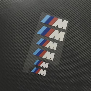 6x BMW M Performance Brake Caliper Decals – White Logo Stickers for Premium Caliper Styling Badge, Logo, Emblem, Stripes.