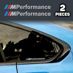 Pair of 6-Inch BMW M Performance Quarter Glass & Side Mirror Decals – Available in 5 colors Badge, Logo, Emblem, Graphic, Stripes,