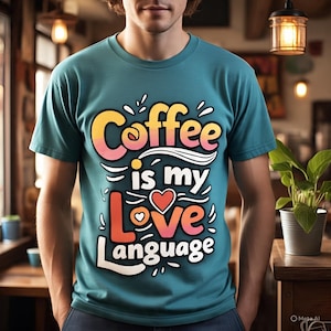 Coffee is My Love Language SVG - Funny Coffee T-Shirt Design for Cricut, Sublimation, DTG printing, PNG Clipart for Coffee Lovers.