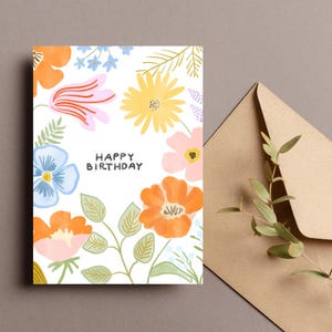 Cartão de aniversário floral