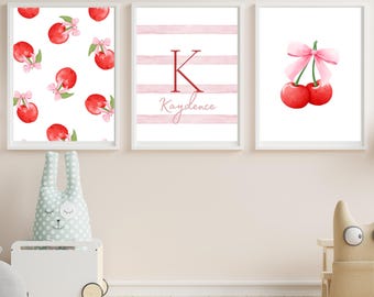 3 Piece Cherry Themed Custom Name Picture