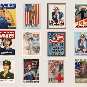 Patriotic Americana: July 4th America's Founding Documents, World War 1 and 2 Posters and US Landmarks |  34 Prints (Digital Download)