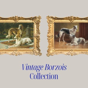 Vintage Borzoi Gallery Wall Digital Download: 2 Printable Art Painting Bundle