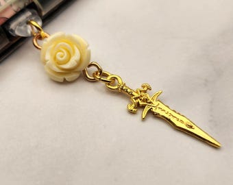 Golden Dagger Rose Dust Plug Charm for USB-C, Lightning, Micro USB and Tether Tab