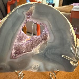 Blue Agate Slab with Amethyst Druzy