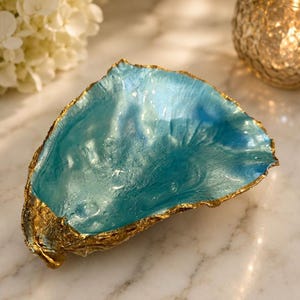 Hand-Painted Pearl Shimmer Shell Dish - Oyster Shell Dish - Jewelry Dish - Coastal Decor - Trinket Dish - Handmade Gift