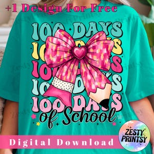 100 days of school pink pencil bow tee main image 1