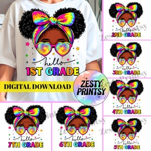 Afro Girl Back to School PNG Bundle, Preppy First Day Sublimation Designs, Cute Girl Digital Download, School Shirt PNG for Kids.