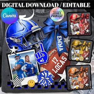 Fotbollssäsong PNG-paket, digitala cheerleader- och spelardesigner, redigerbar sublimeringsclipart för sporttröjor, grafik för matchdagströjor.