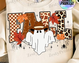 Halloween Cowboy Ghost PNG, Spooky Fall Ghost Clipart, Western Ghost Sublimation, Funny Spooky Season PNG, Digital Download for Shirts