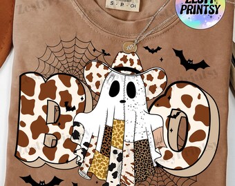 Spooky Cowboy Ghost PNG, Boo Halloween Clipart, Cute Western Ghost Digital Download, Funny Halloween Sublimation Design for Shirts