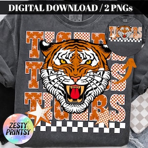 Football Tiger PNG, sportclipart, fotbollssäsongsdesign, sublimerings-PNG-nedladdning, lagandagrafik, digital fotbollströja