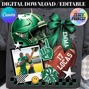 Fotbollssäsong PNG, digital design för cheerleader och spelare, redigerbar sublimeringsclipart för sporttröjor, grafik för matchdagströjor.