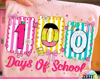 100 Days of School Teacher PNG, 100th Day of School Coquette Bow Retro Design, Teacher Girl Graphic, Students School Celebration PNG