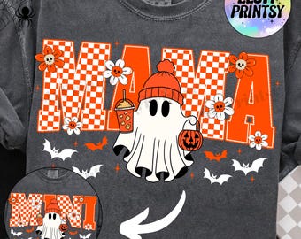 Halloween Matching Mama and Mini PNG, Cute Ghost Shirt Design, Mommy Daughter Halloween Outfit, Digital Download, T-Shirt Sublimation.