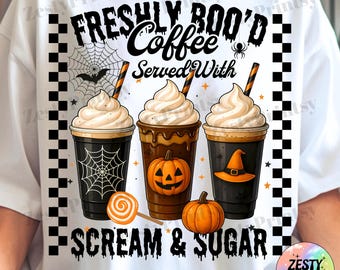 Freshly Boo'd Coffee PNG, Spooky Season Halloween Coffee Sublimation, Fall Pumpkin Coffee PNG, Funny Halloween Shirt Design Digital Download
