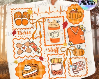 Nurse Fall PNG, Autumn Pumpkin PNG, Cozy Thanksgiving Nurse Life Sublimation, Autumn Coffee Png, Cute Nurse Stuff, Digital Download SVG