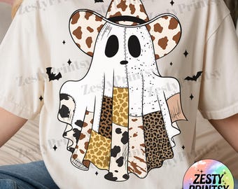 Cowboy Ghost PNG, Halloween Clipart, Spooky Season Digital Download, Western Ghost PNG, Funny Halloween Sublimation, Shirt Design PNG