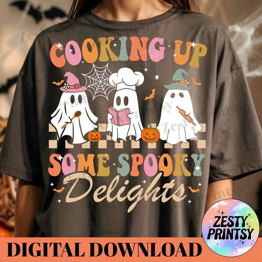 Spooky Halloween Ghosts Cooking PNG, Funny Ghost Chef Digital Download ...