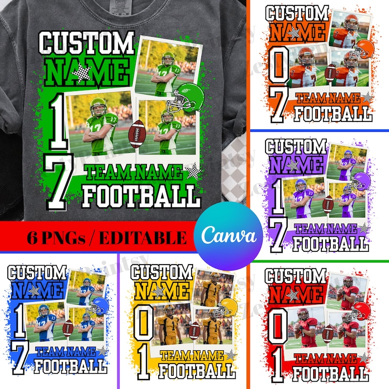 Fotbollssäsongen PNG-paket, retro höstfotboll Clipart, fotbollsmamma sublimering, matchdag PNG, anpassad spelare PNG, sportlag PNG-designer bild 1