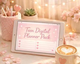 Teen Digital Planner | Soft Girl Aesthetic | GoodNotes Notability | Habit Tracker Mental Health Self Care | Undated iPad Planner