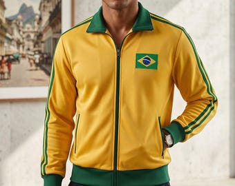 Brazil Track Jacket, Brazil Zip Up Jacket, Brazilian Sportswear, Soccer Fan Jacket, Retro Track Top, Unisex Athletic Jacket