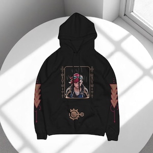 Vi Hoodie Arcane | Bold Pink Punk Style Sweatshirt | League of Legends Vi Cosplay Gift | Arcane Netflix Vi Fan Merch