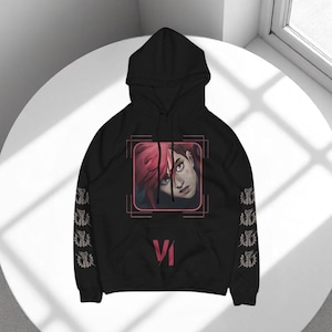 Vi Hoodie Arcane | Bold Pink Punk Style Sweatshirt | League of Legends Vi Cosplay Gift | Arcane Netflix Vi Fan Merch