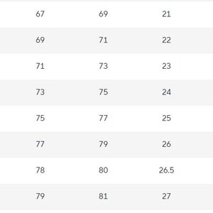 May include: A size chart table displaying garment measurements in centimeters for sizes ranging from XS to 4XL. The table includes columns for size labels and numerical values for length, width, and other dimensions, presented in a clear grid format.
