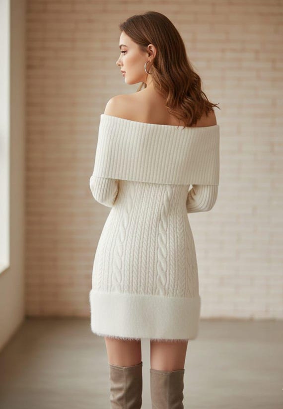 bardot knitted midi dress Soreya Bardot Knit Dress (Brown Marl) | Love Cherish main image 0