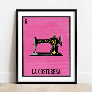 Lotería Cards |  La Costurera | Seamstress | Costume Designer | Sewing Machine Print | Art Prints | Wall Decor | Latinx Gift