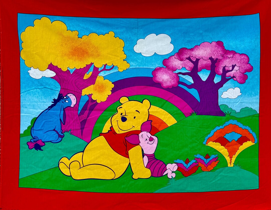 VINTAGE Winnie the Pooh Rainbow Fabric Panel: 35” X 44” - Etsy