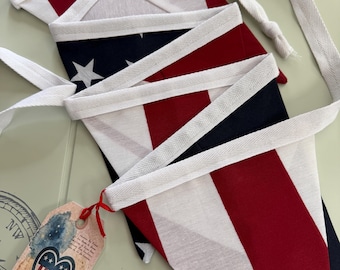 Stoffen rode, witte en blauwe vlaggenlijn || Amerikaanse banner || Swag ||