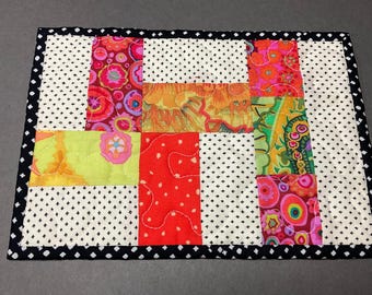 Alfombrilla para taza con diseño moderno de patchwork, alfombrilla para velas con estampado naranja, alfombrilla acolchada para aperitivos