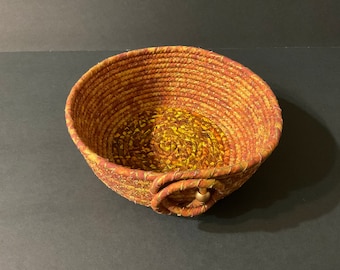 Cuenco de cuerda enrollada, tejido batik, cesta decorativa, arte textil