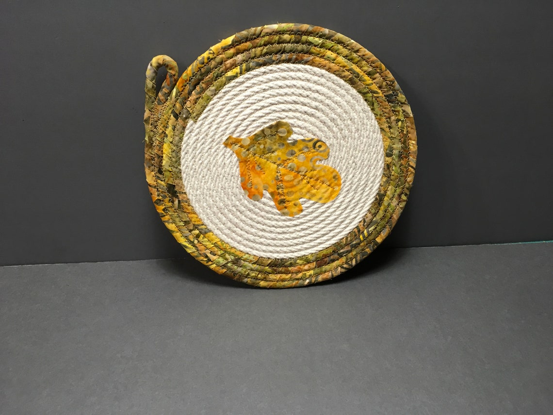 Autumn Leaf Trivet Batik Coiled Rope Trivet Coiled Rope - Etsy