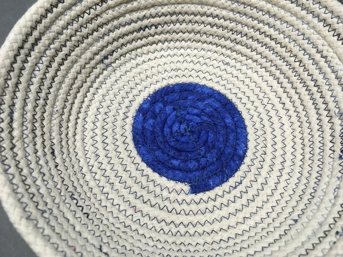 Coiled Rope Bowl Natural Cotton Rope Basket Catchall Basket Etsy