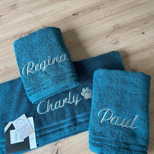 Wellness towel set – Vossen 67×140 + 100×150cm – personalized & embroidered – set of 2 with name – 100% cotton