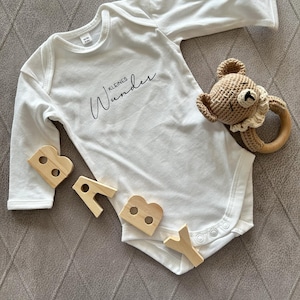 Baby bodysuit &quot;Little Miracle&quot; | Birth gift | Pregnancy announcement | Long-sleeved bodysuit with print | Neutral baby design made of cotton
