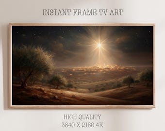 Betlehemsstjärnan, vintage julkonst för Samsung Frame TV (digital nedladdning)