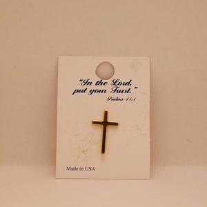 Christian Lapel Pin – Gold Cross | Psalm 11:1 | Inspirational Gift | Faith Jewelry | Made in USA