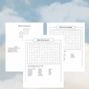 Bible 5-Pack Activity Cross Word Puzzles + Word Search (Digital Download)