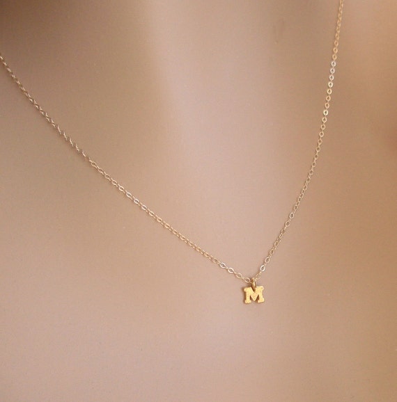 TINY Gold Initial Necklace 14k Gold Filled Chain 18K Gold | Etsy