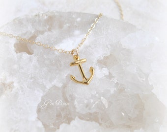 Anchor Necklace, Choose Gold Anchor or Silver Anchor, 18K Gold Vermeil or Sterling Silver, Nautical jewelry, Beach Necklace