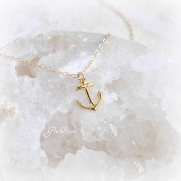 Anchor Necklace, Choose Gold Anchor or Silver Anchor, 18K Gold Vermeil or Sterling Silver, Nautical jewelry, Beach Necklace
