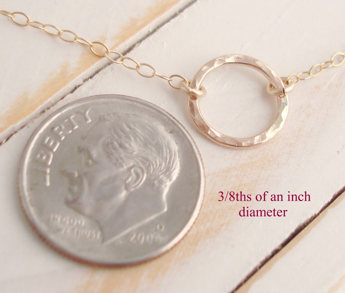 Gold Ring Necklace 14k Gold Filled Circle Disc Hammered or Etsy