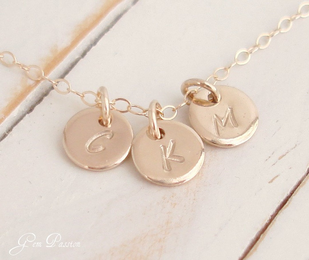 Personalized Mothers Necklace 3 Tiny Disc Necklace 14K Gold - Etsy