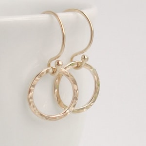 14K Gold filled earrings, Dainty Gold Hoop Earrings, Hammered Hoops, Handmade Earrings,  French Ear Wires, Dainty gold earrings
